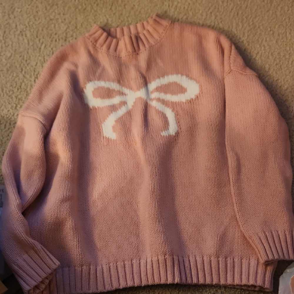 Sincerely Jules Pink Cowl Sweater with Bow